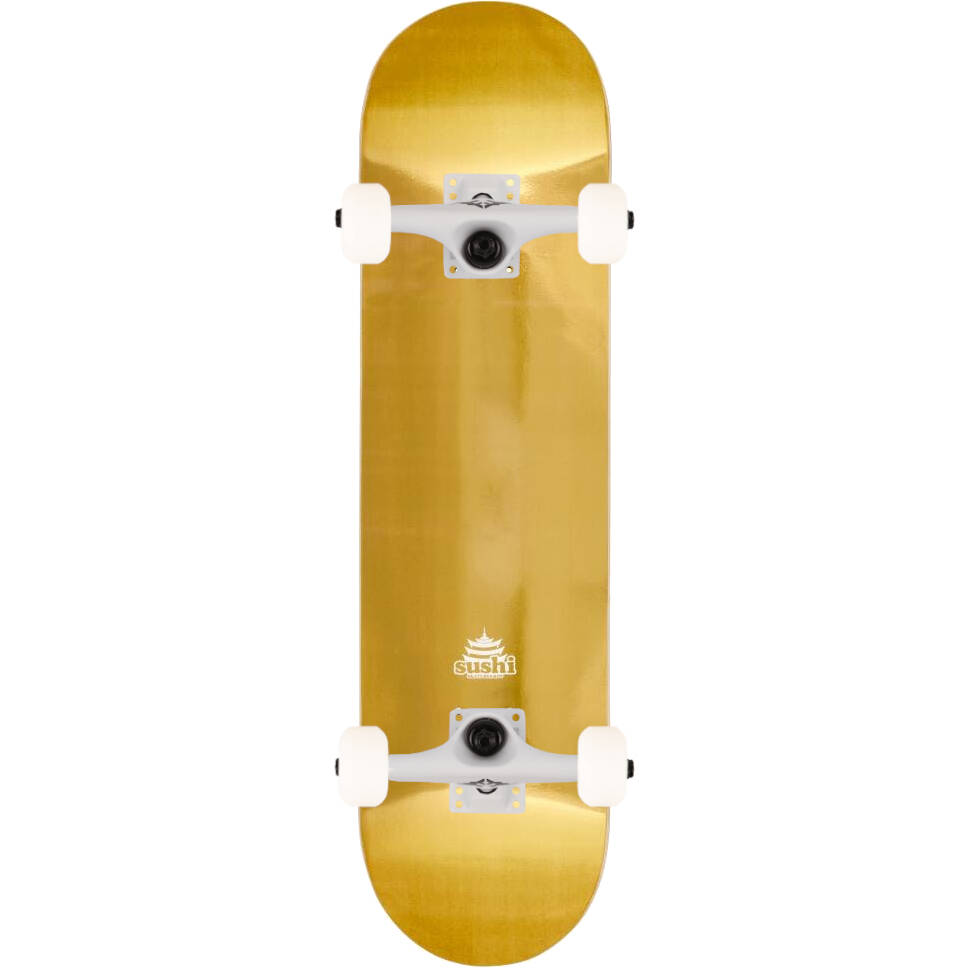 Sushi Pagoda Foil Custom Skateboard - Gold/White 8.125''