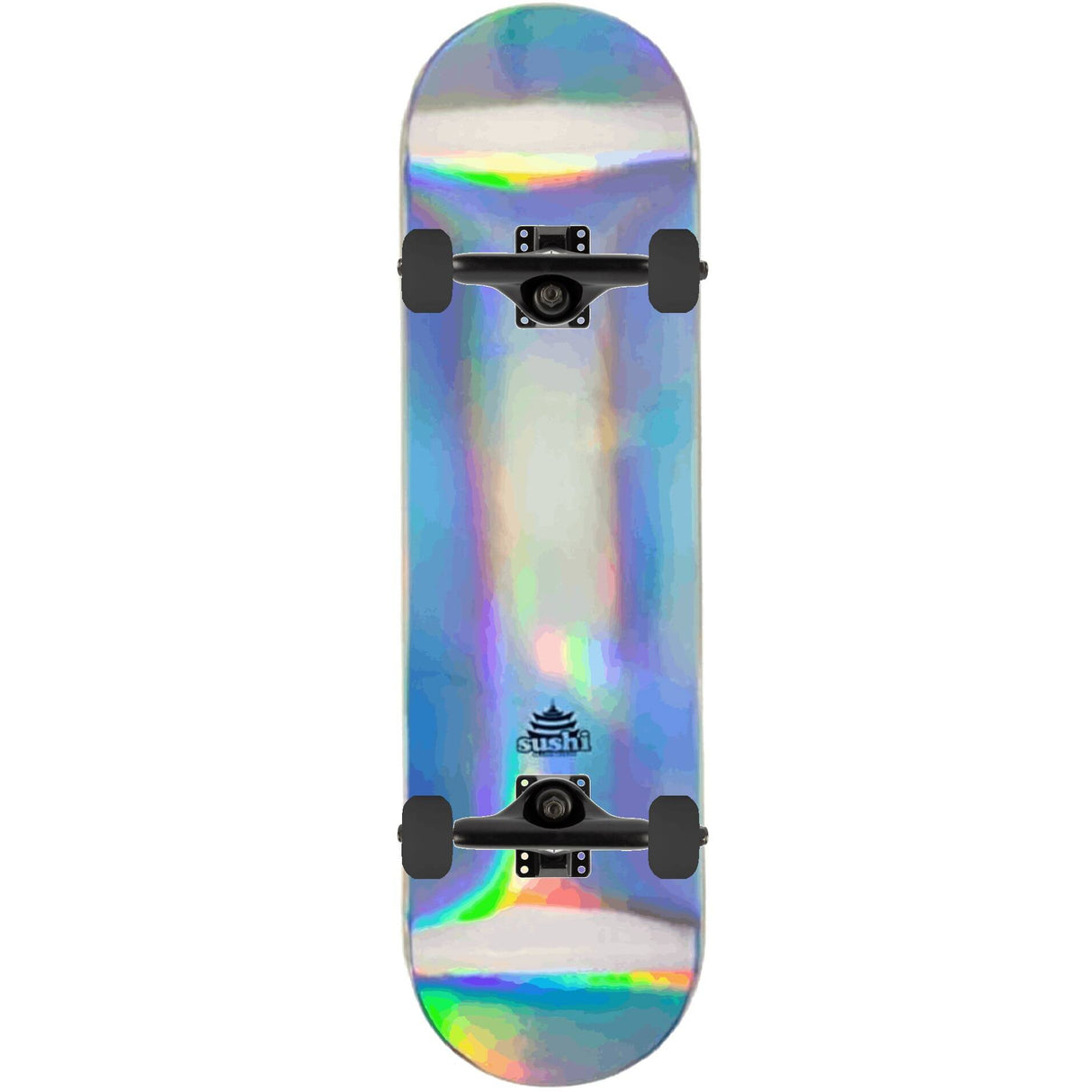 Sushi Pagoda Foil Custom Skateboard - Silver/Black 8''