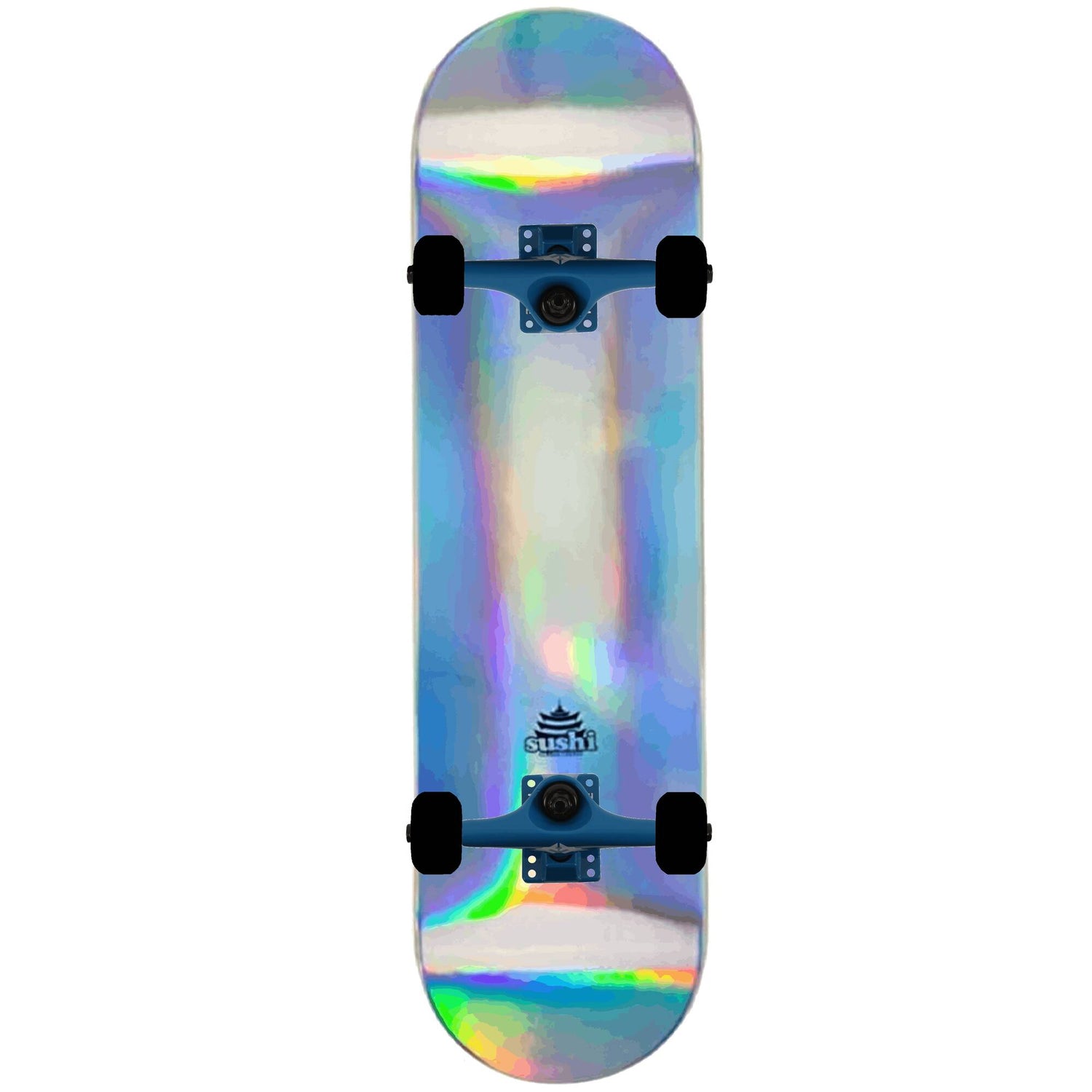Sushi Pagoda Foil Custom Skateboard - Silver/Blue 8''