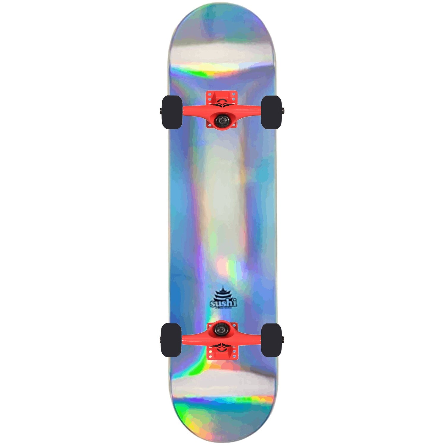 Sushi Pagoda Foil Custom Skateboard - Silver/Red 8''