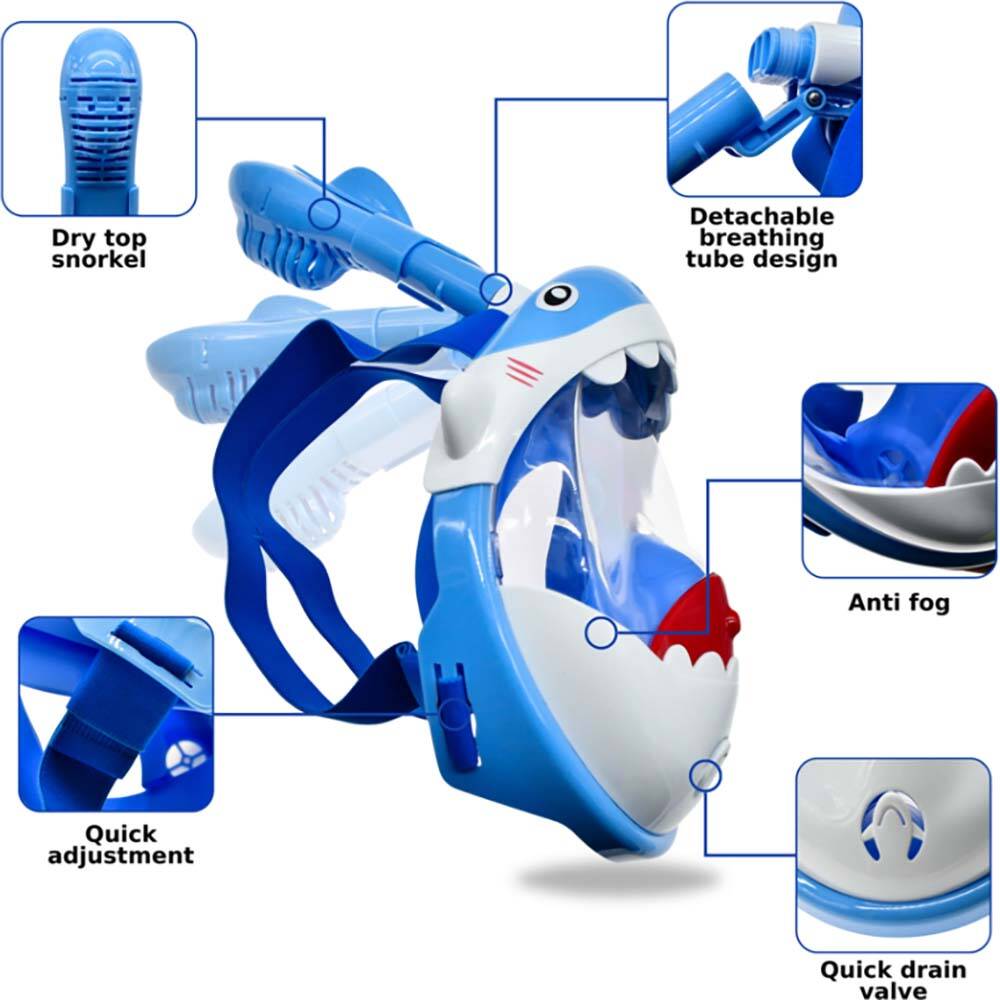 SwimTech Full Face Kids Snorkeling Mask - Blue