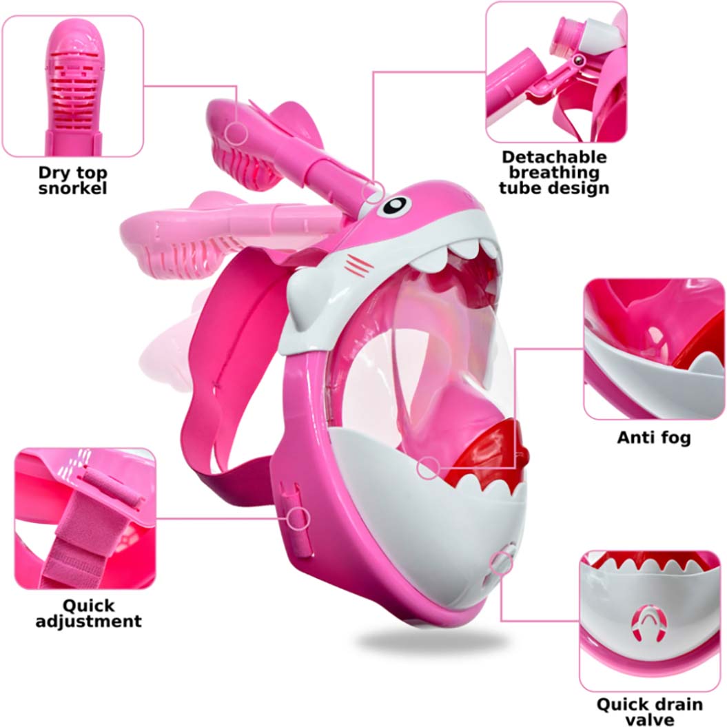SwimTech Full Face Kids Snorkeling Mask - Pink