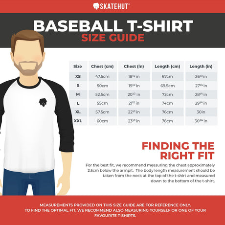 SkateHut Organic 07 Baseball T Shirt - White/Black