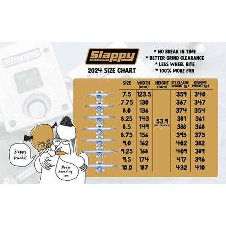 Slappy ST1 Classic Skateboard Trucks - Polished 8.5"