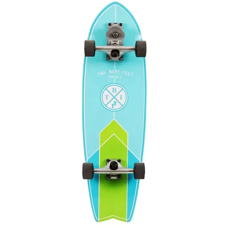 Two Bare Feet Retro Rocket 360 Surfskate Complete Cruiser Skateboard - Black 32''