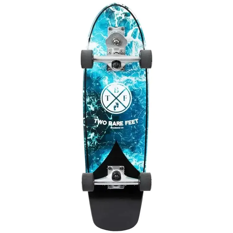 Two Bare Feet Tidal 360 Surfskate Complete Cruiser Skateboard - Black 30''