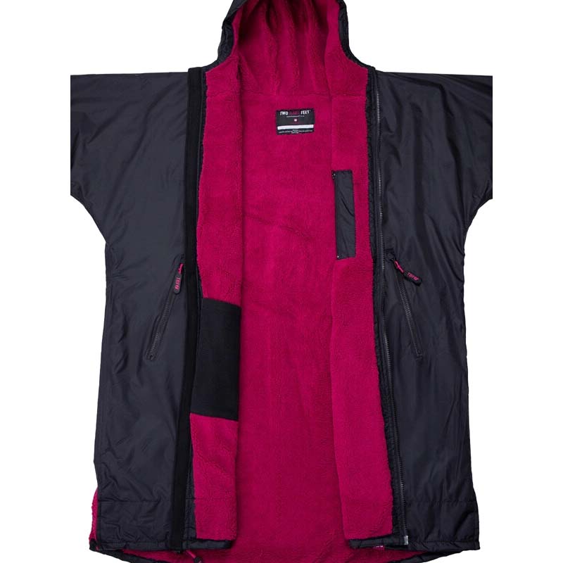 Two Bare Feet Weatherproof Changing Robe with Changing Mat - Black/Raspberry