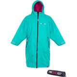 Two Bare Feet Weatherproof Changing Robe with Changing Mat - Teal/Raspberry