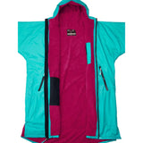 Two Bare Feet Weatherproof Changing Robe with Changing Mat - Teal/Raspberry