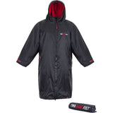 Two Bare Feet Kids Weatherproof Changing Robe with Changing Mat - Black/Red