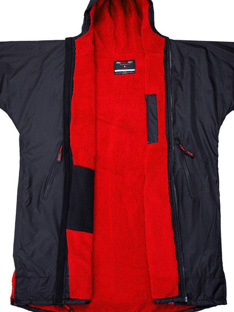 Two Bare Feet Kids Weatherproof Changing Robe with Changing Mat - Black/Red
