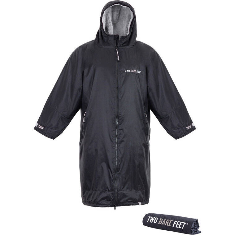 Two Bare Feet Weatherproof Changing Robe with Changing Mat - Black/Grey