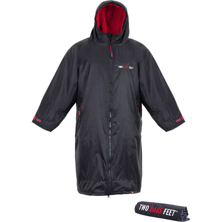 Two Bare Feet Weatherproof Changing Robe with Changing Mat - Black/Red