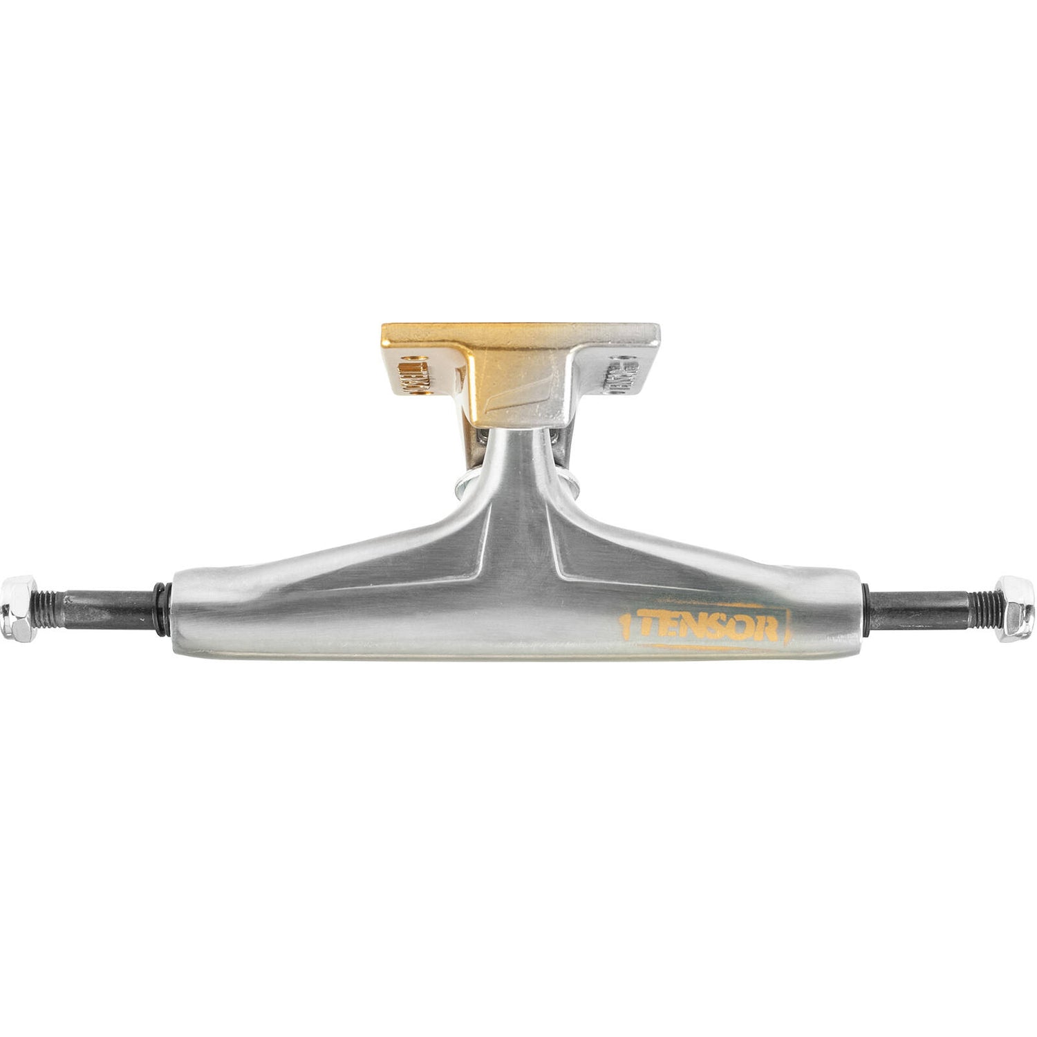 Tensor Alum Stencil Mirror Skateboard Trucks - Raw/Gold Fade 5.25"