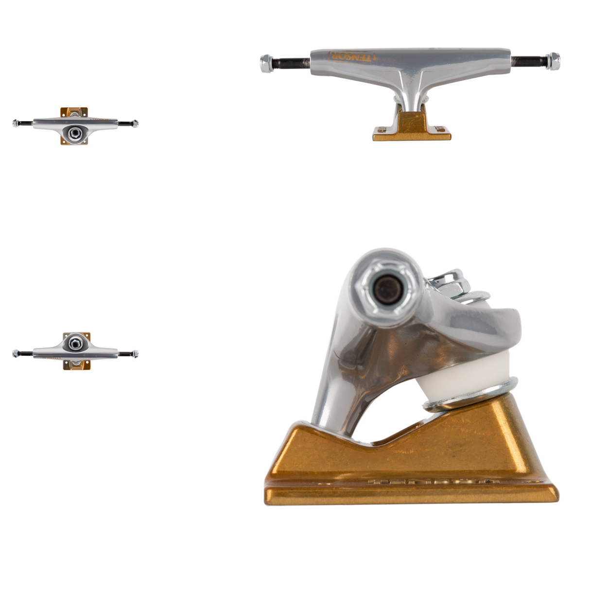 Tensor Alum Stencil Mirror Skateboard Trucks - Raw/Gold Fade 5.5"