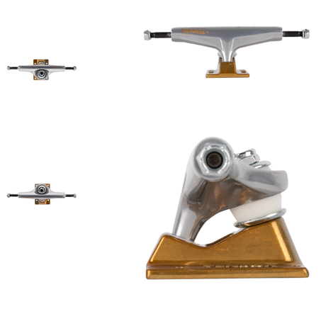 Tensor Alum Stencil Mirror Skateboard Trucks - Raw/Gold Fade 5.5"