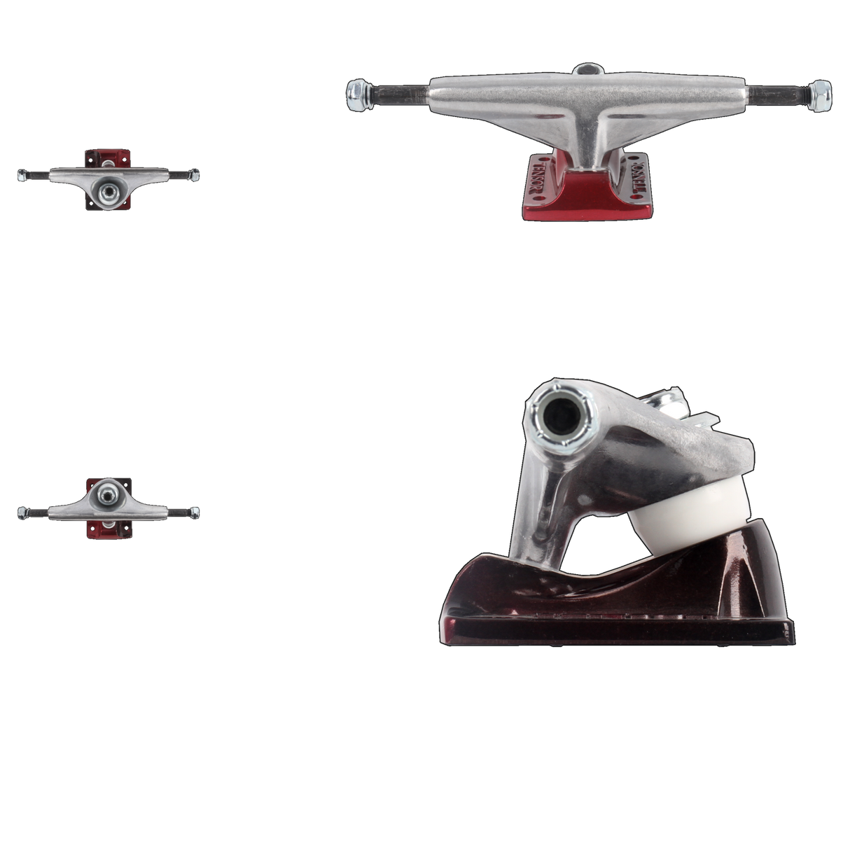 Tensor Alum Lo Skateboard Trucks - Raw/Red Fade 5.25''