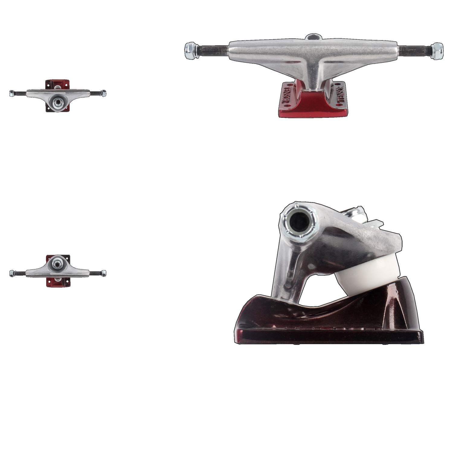 Tensor Alum Lo Skateboard Trucks - Raw/Red Fade 5.25''