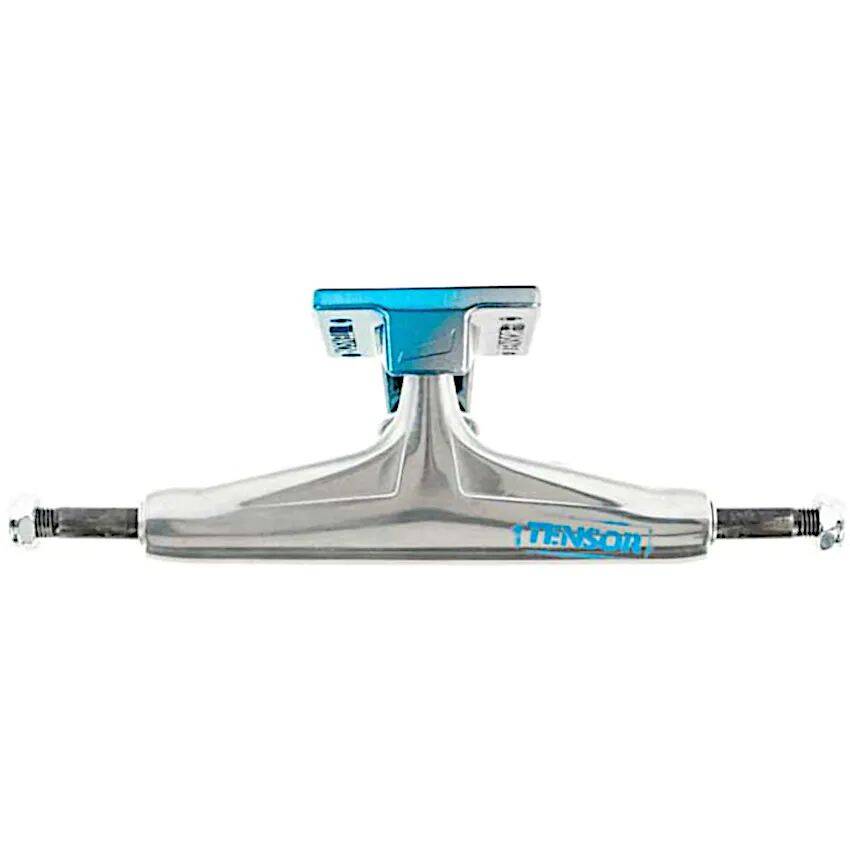 Tensor Alum Stencil Mirror Skateboard Trucks - Raw/Light Blue Fade 5.25''