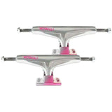 Tensor Alum Stencil Mirror Skateboard Trucks - Raw/Crimson Fade 5.25''