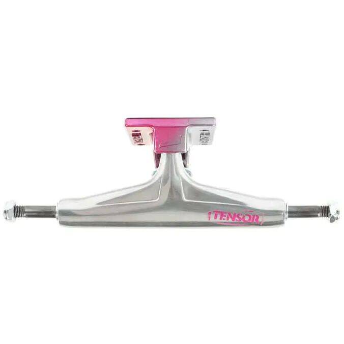 Tensor Alum Stencil Mirror Skateboard Trucks - Raw/Crimson Fade 5.25''