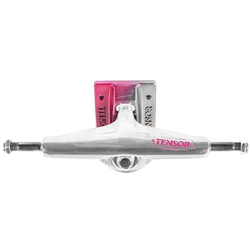 Tensor Alum Stencil Mirror Skateboard Trucks - Raw/Crimson Fade 5.5''