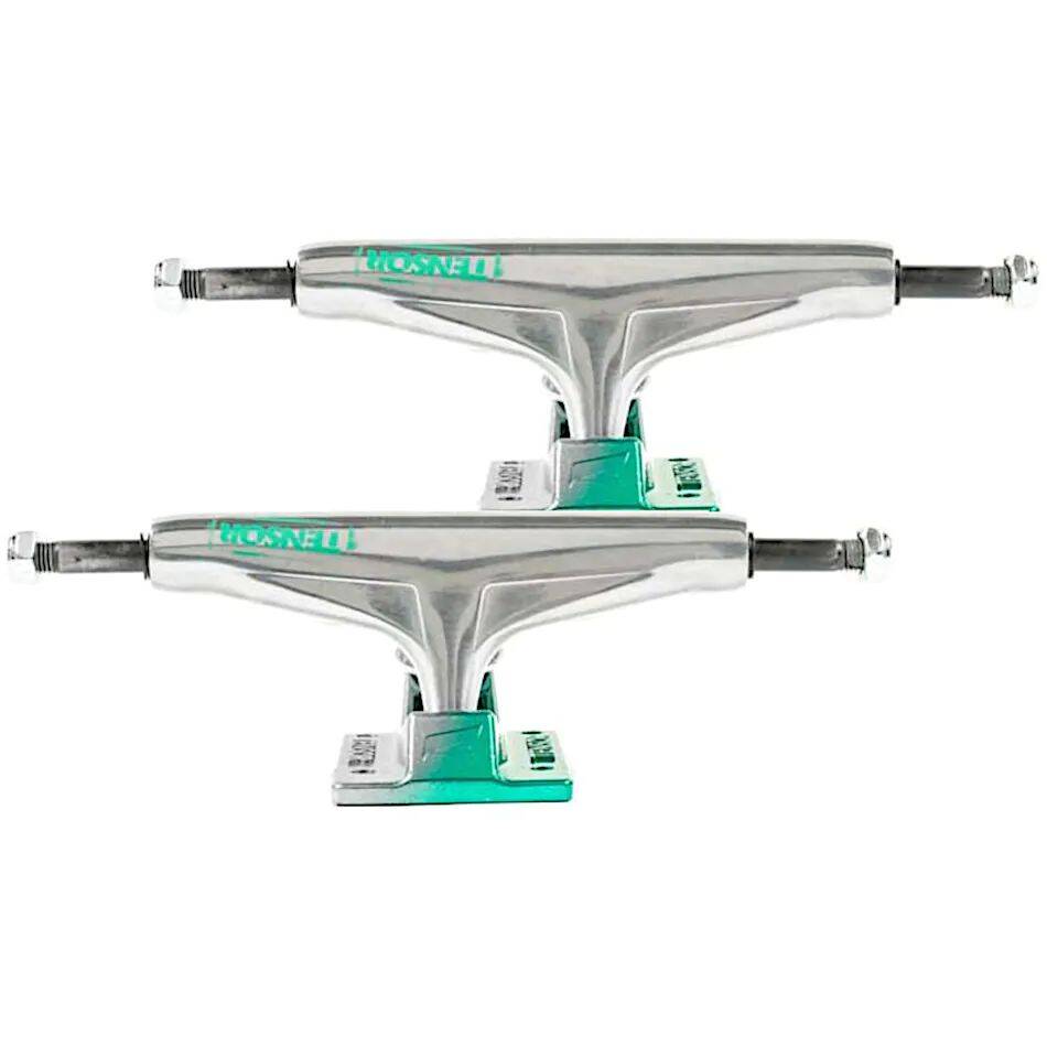 Tensor Alum Stencil Mirror Skateboard Trucks - Raw/Green Fade 5.25''