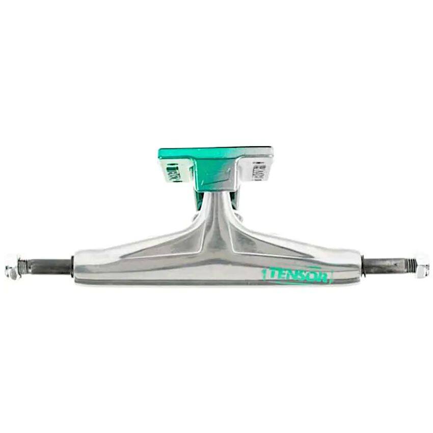 Tensor Alum Stencil Mirror Skateboard Trucks - Raw/Green Fade 5.25''