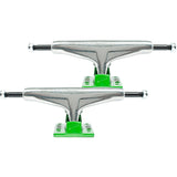 Tensor Alum Stencil Mirror Skateboard Trucks - Raw/Green 5.5"