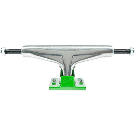 Tensor Alum Stencil Mirror Skateboard Trucks - Raw/Green 5.25"