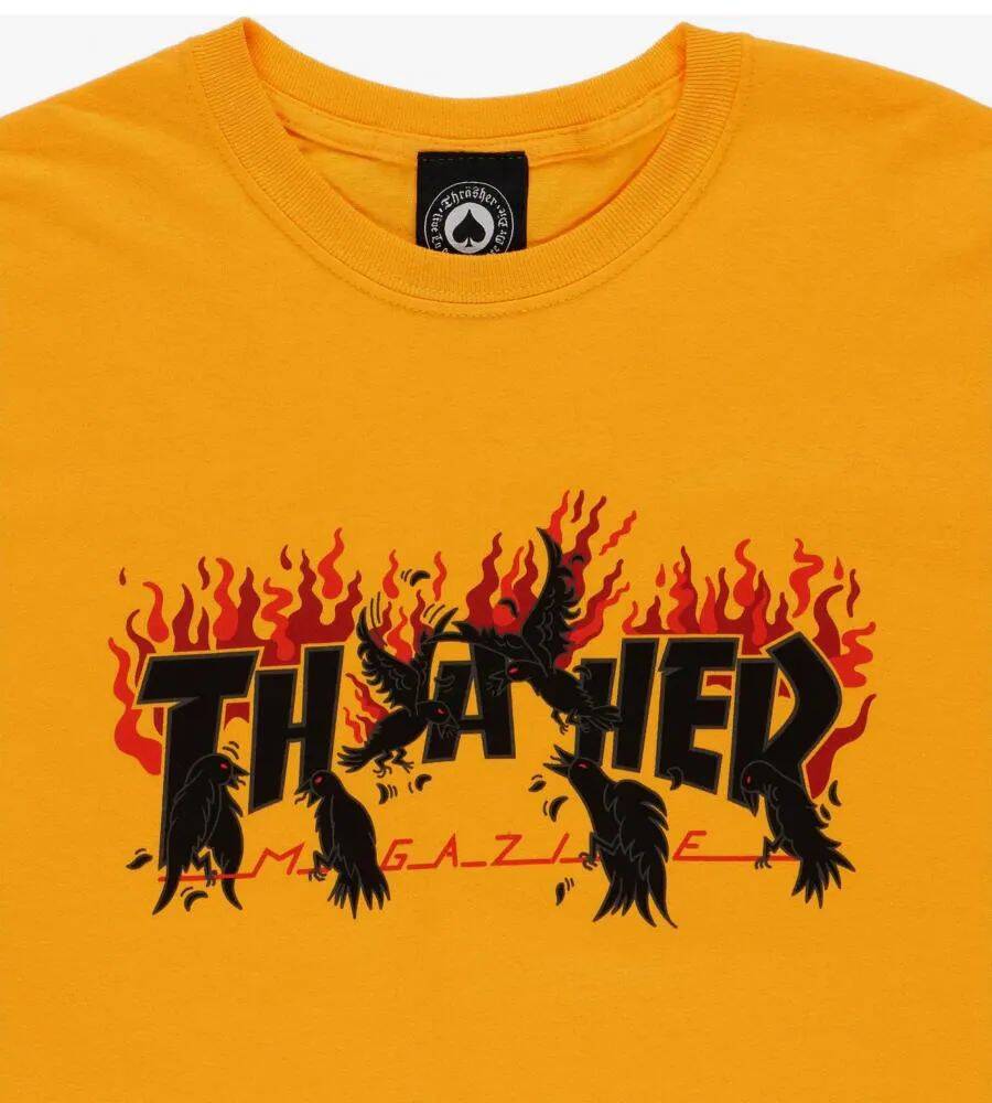 Thrasher Crows T Shirt - Gold