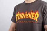 Thrasher Flame Logo T Shirt - Charcoal