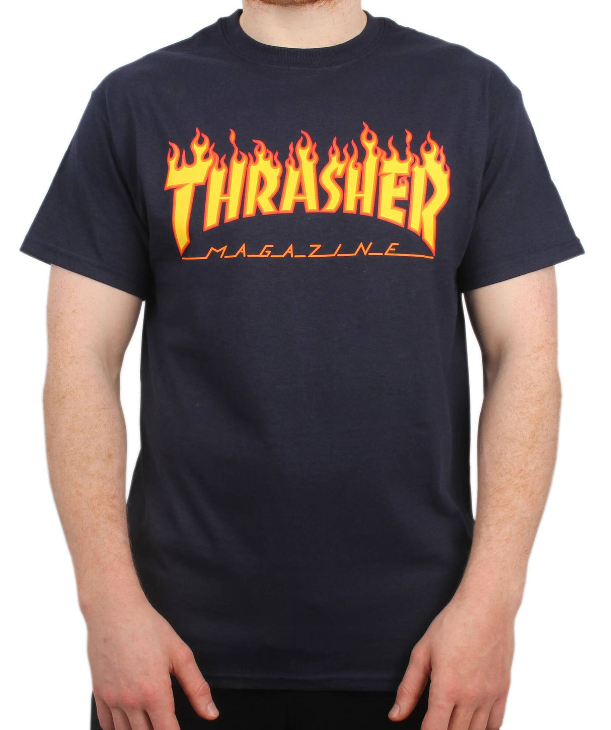 Thrasher Flame Logo T Shirt - Navy