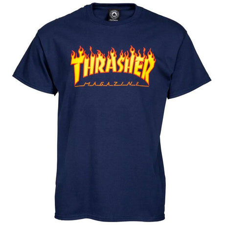Thrasher Flame Logo T Shirt - Navy
