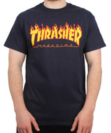 Thrasher Flame Logo T Shirt - Navy SML