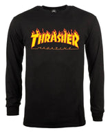 Thrasher Flame Long Sleeve T Shirt - Black