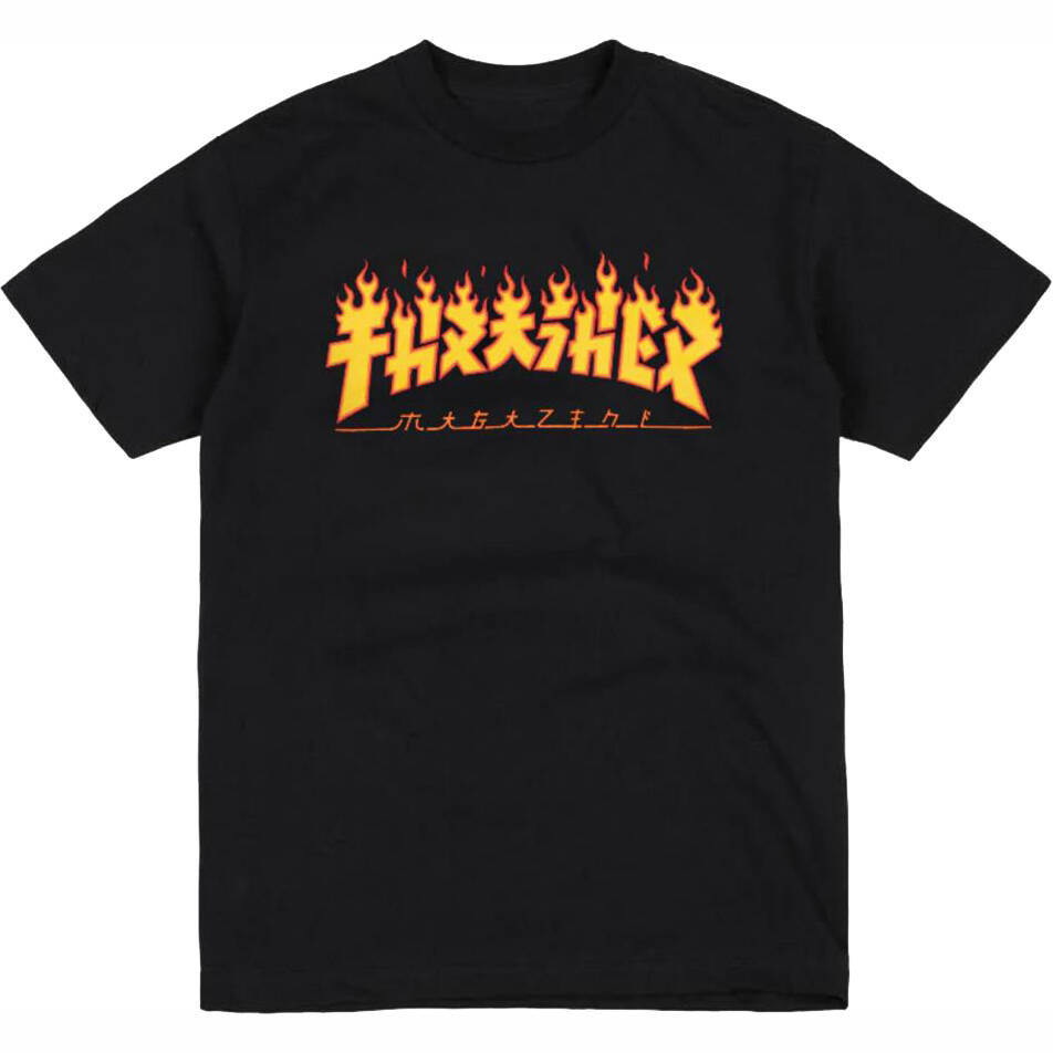 Thrasher Godzilla Flame T Shirt - Black