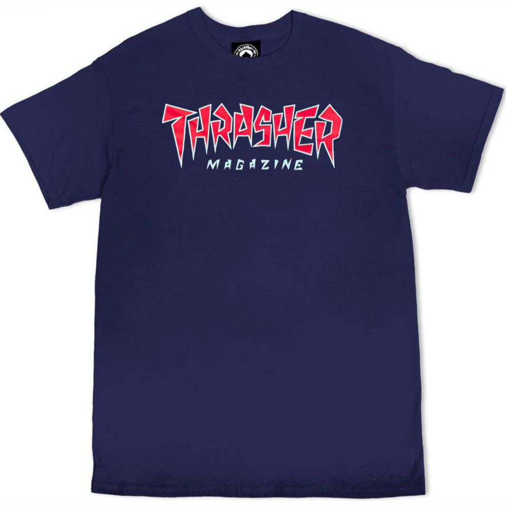 Thrasher Jagged Logo T Shirt - Navy