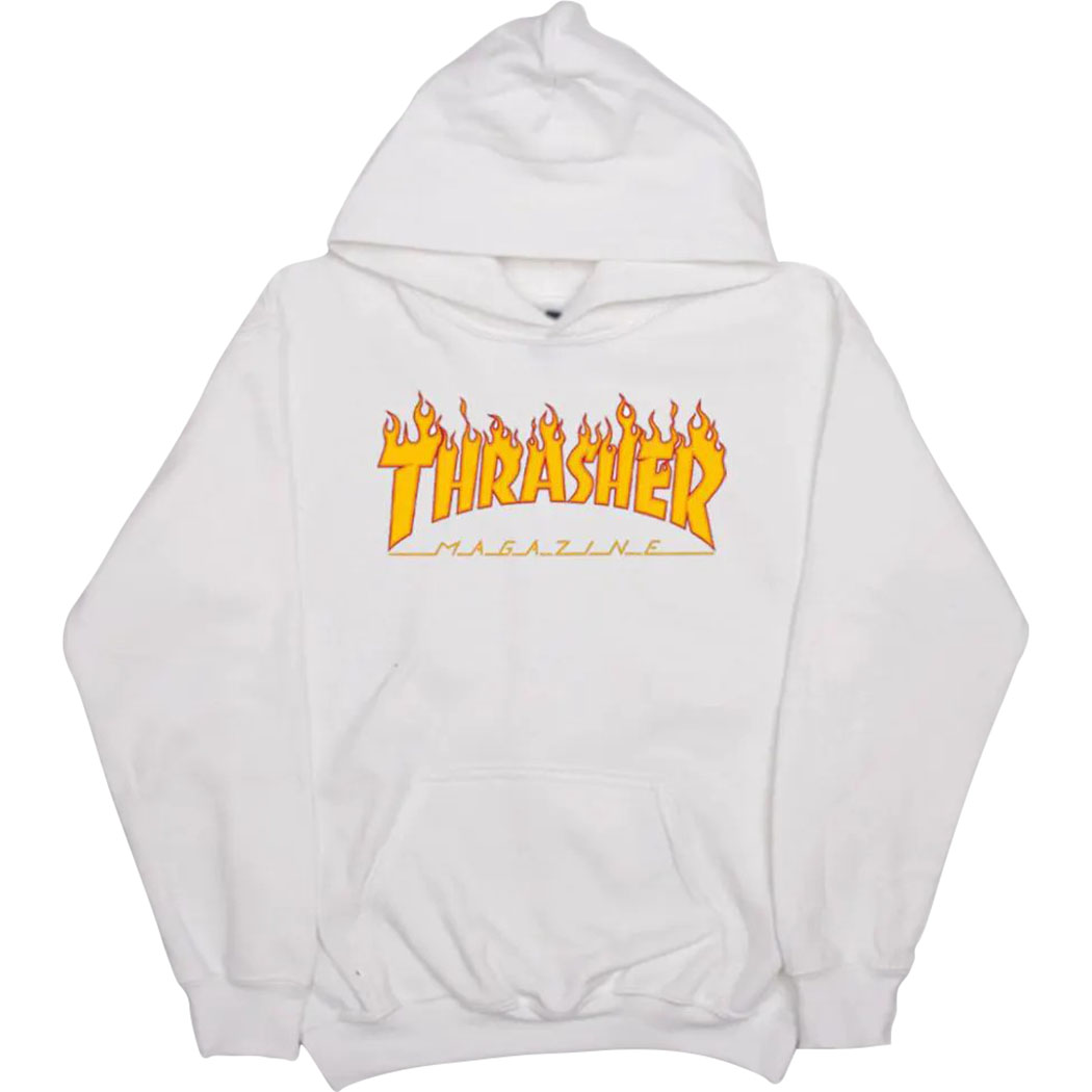 Thrasher Flame Logo Hoodie - White