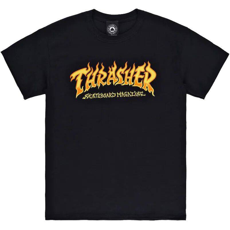 Thrasher Fire Logo T Shirt - Black