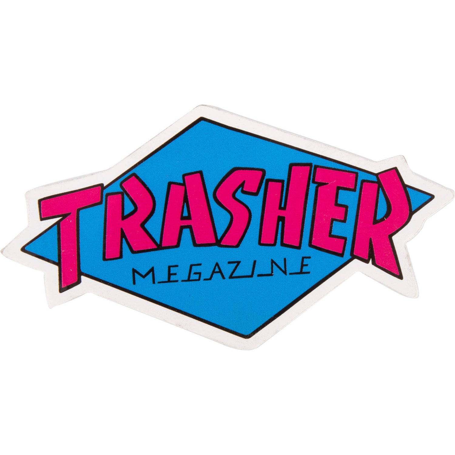 Thrasher Trasher Skateboard Sticker - Blue/Pink