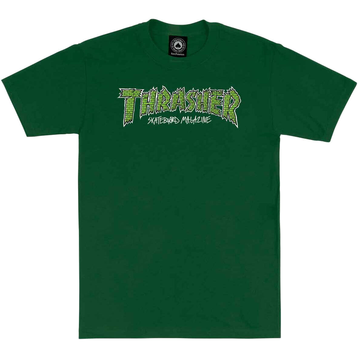 Thrasher Brick Logo T Shirt - Forest Green