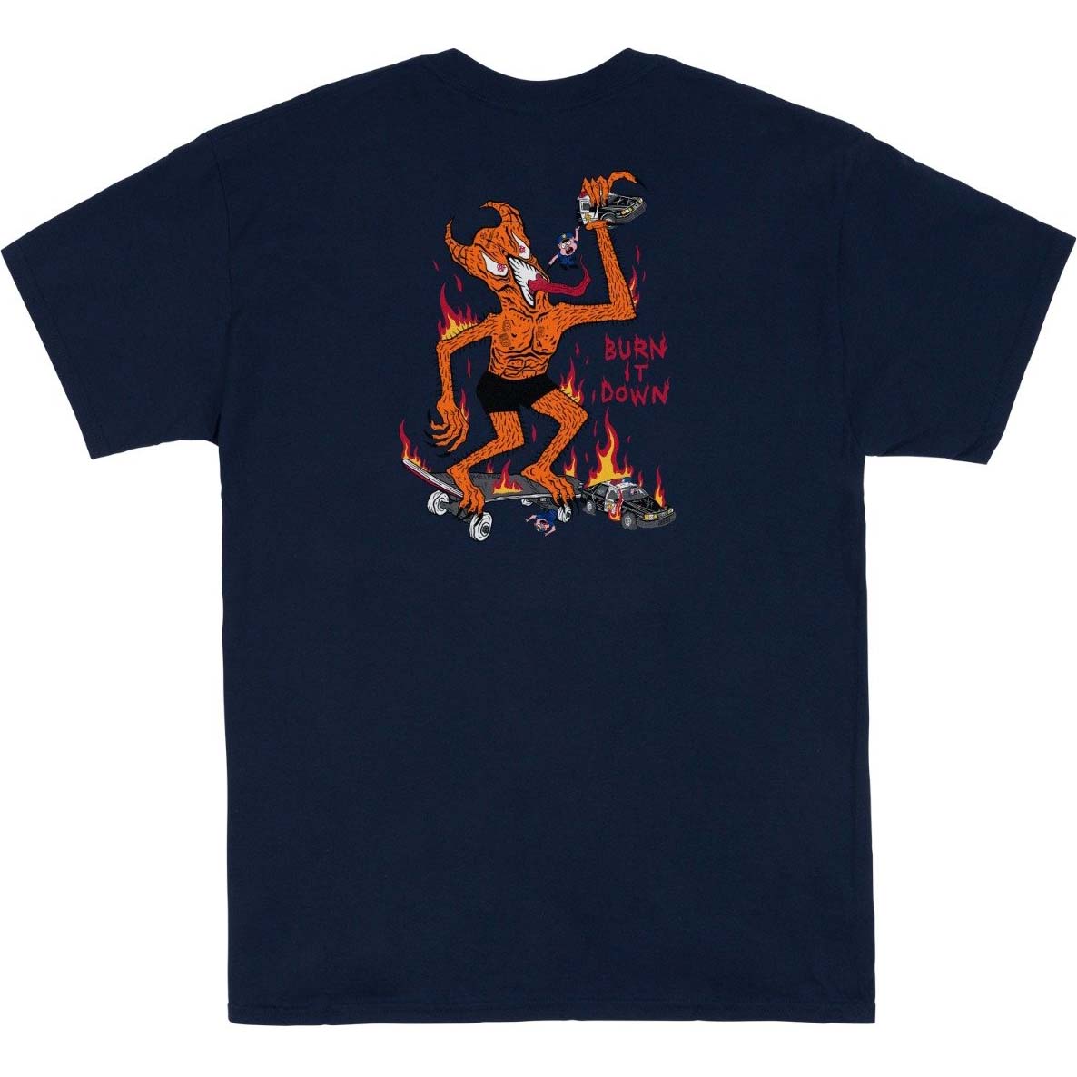 Thrasher Burn It Down T Shirt - Navy