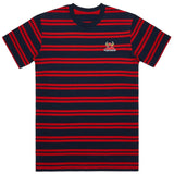 Toy Machine Classic Stripe Embroidered Monster T Shirt - Navy/Red LRG