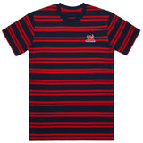 Toy Machine Classic Stripe Embroidered Monster T Shirt - Navy/Red MED