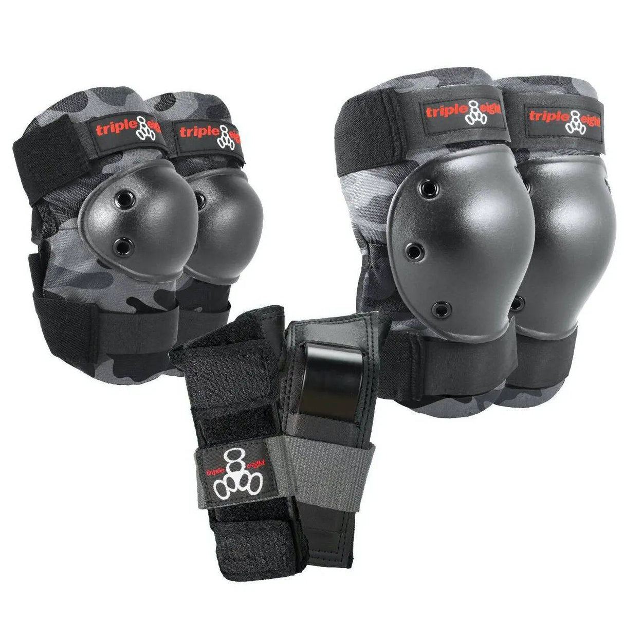Triple 8 Saver Series 3-Pack Pad Set - Charcoal Camo