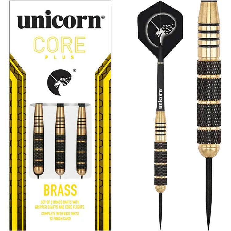 Unicorn Core Plus Win Brass 23g Darts - Black/Gold