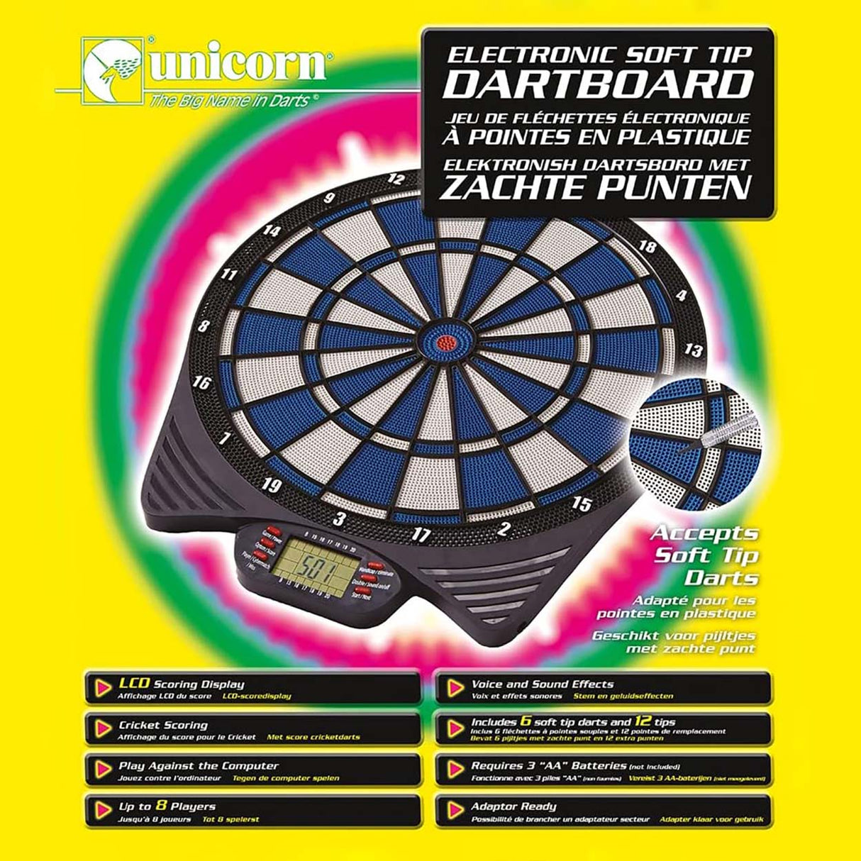 Unicorn MK 2 -Electronic LCD Soft Tip Dartboard Set