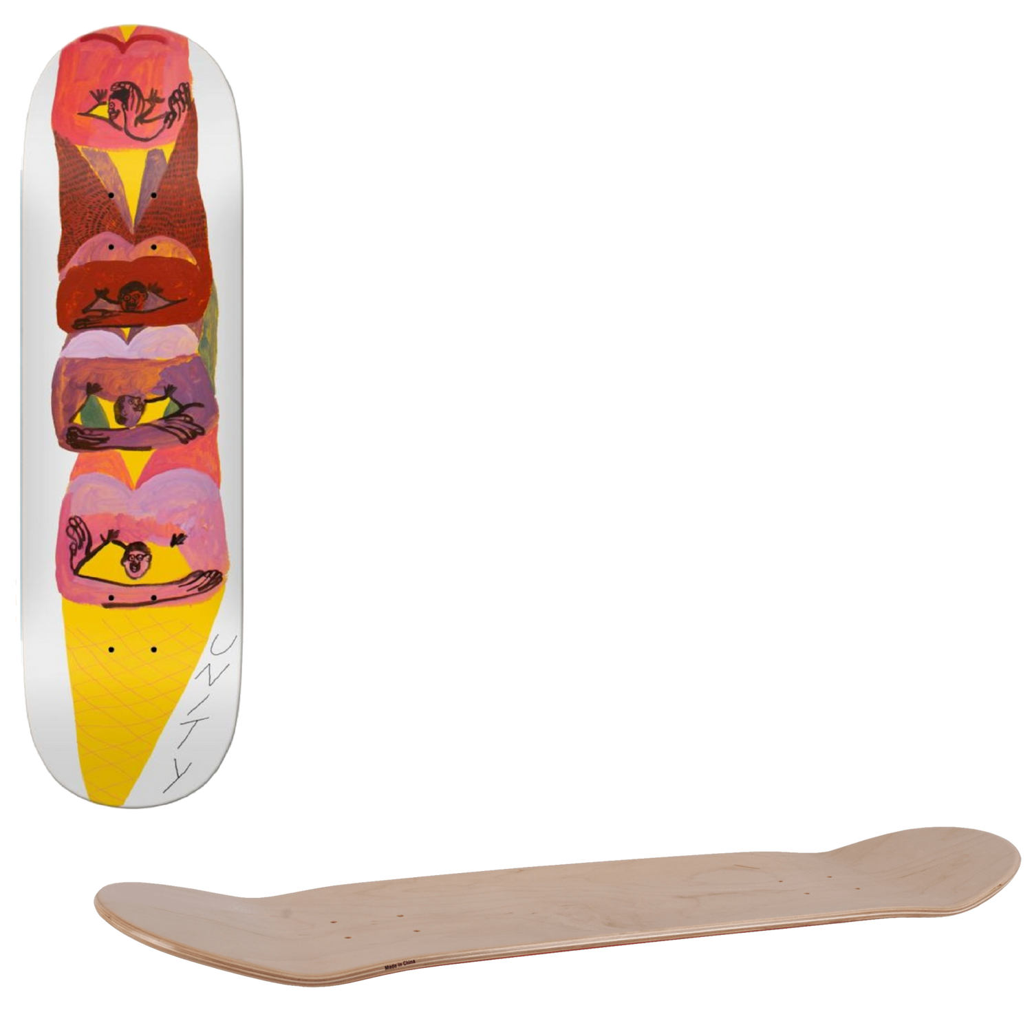 Unity Ice Cream Cone Skateboard Deck 8.25"