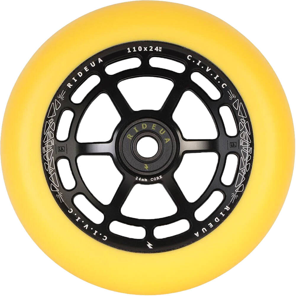 UrbanArtt Civic 110mm x 24mm Scooter Wheels (Pair) - Black/Yellow